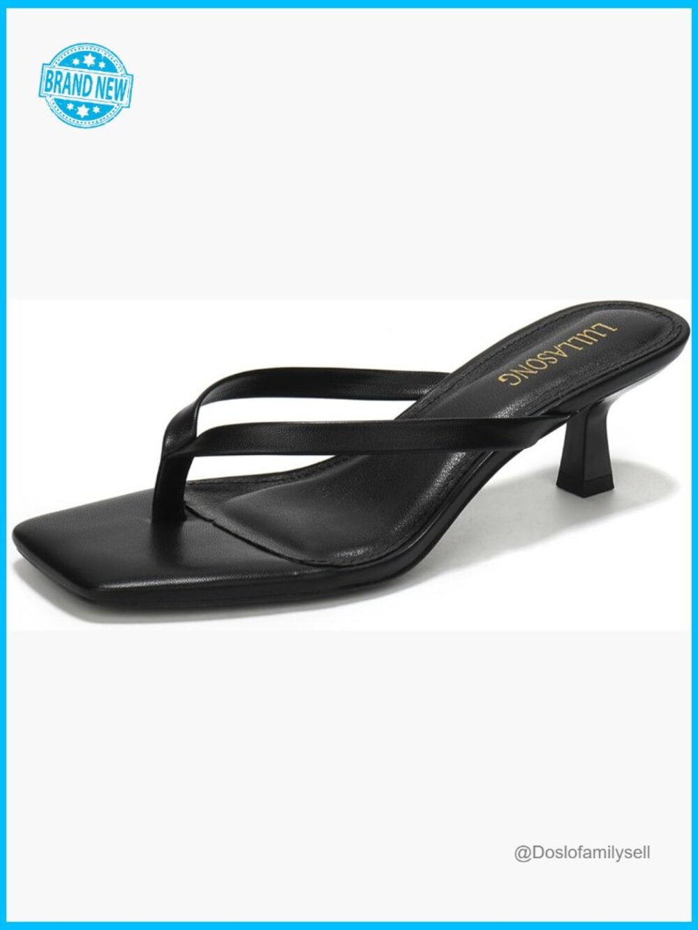 Kitten Heel Sandals Square Open Toe Flip Flop Heels 1.8-2 Inch Heeled Sandals